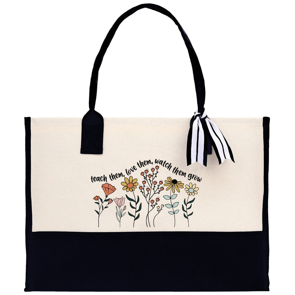 Teacher Floral Tote Bag Teacher Wildflower Graphic Tote Teacher Life Tote Bag Teacher Flower Bag Gift for Teacher Wildflower Book Bag