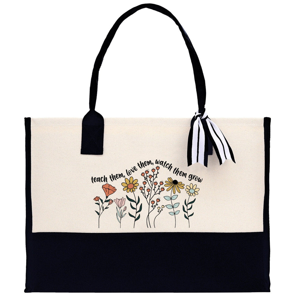Teacher Floral Tote Bag Teacher Wildflower Graphic Tote Teacher Life Tote Bag Teacher Flower Bag Gift for Teacher Wildflower Book Bag