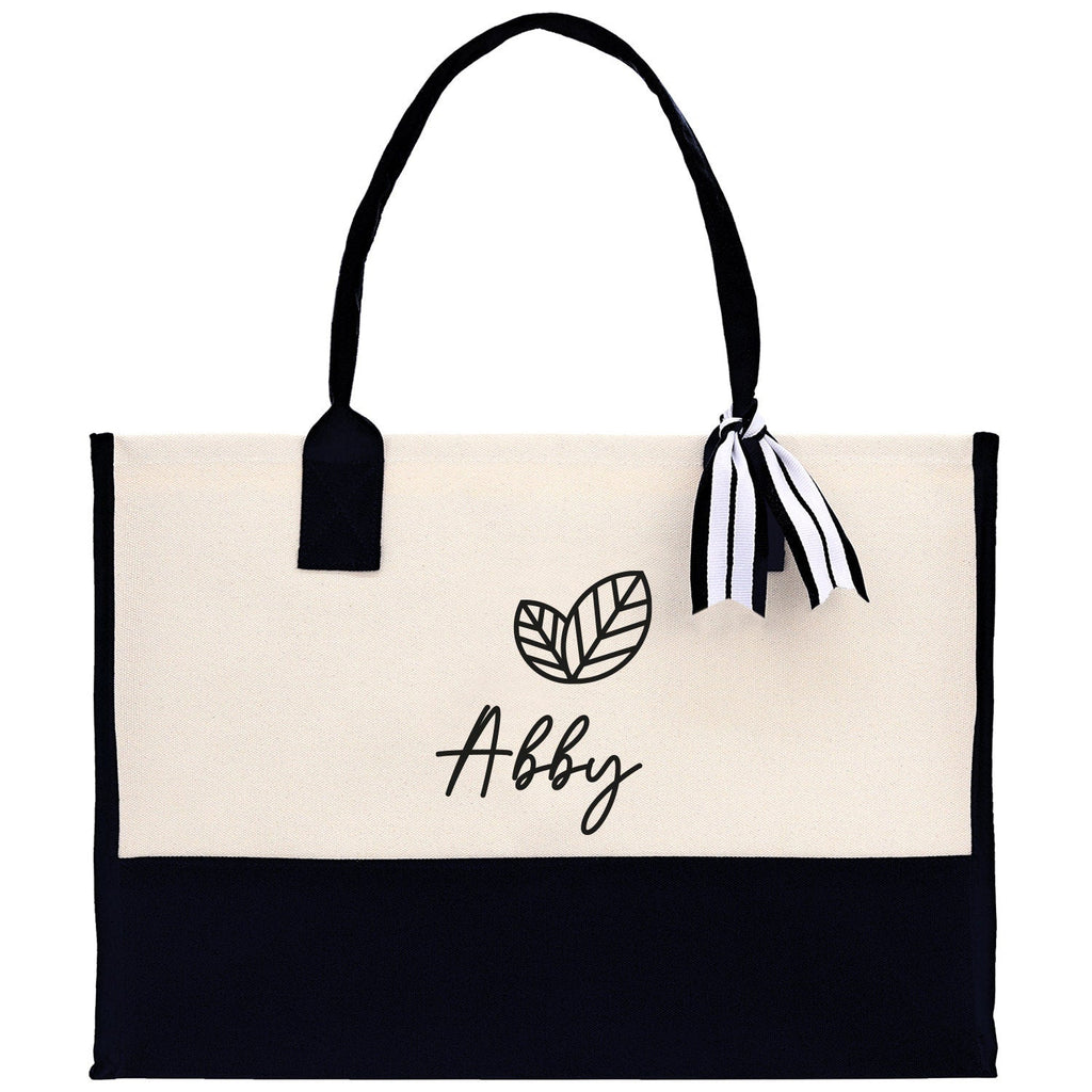 Tropical Leaf with Name Custom Wedding Tote Palm Leaf Bridesmaid Tote Bag Personalized Bride Gift Honeymoon Gift Wedding Bridal Party Gift