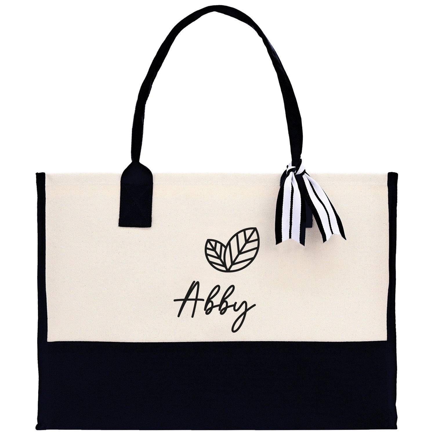 Tropical Leaf with Name Custom Wedding Tote Palm Leaf Bridesmaid Tote Bag Personalized Bride Gift Honeymoon Gift Wedding Bridal Party Gift