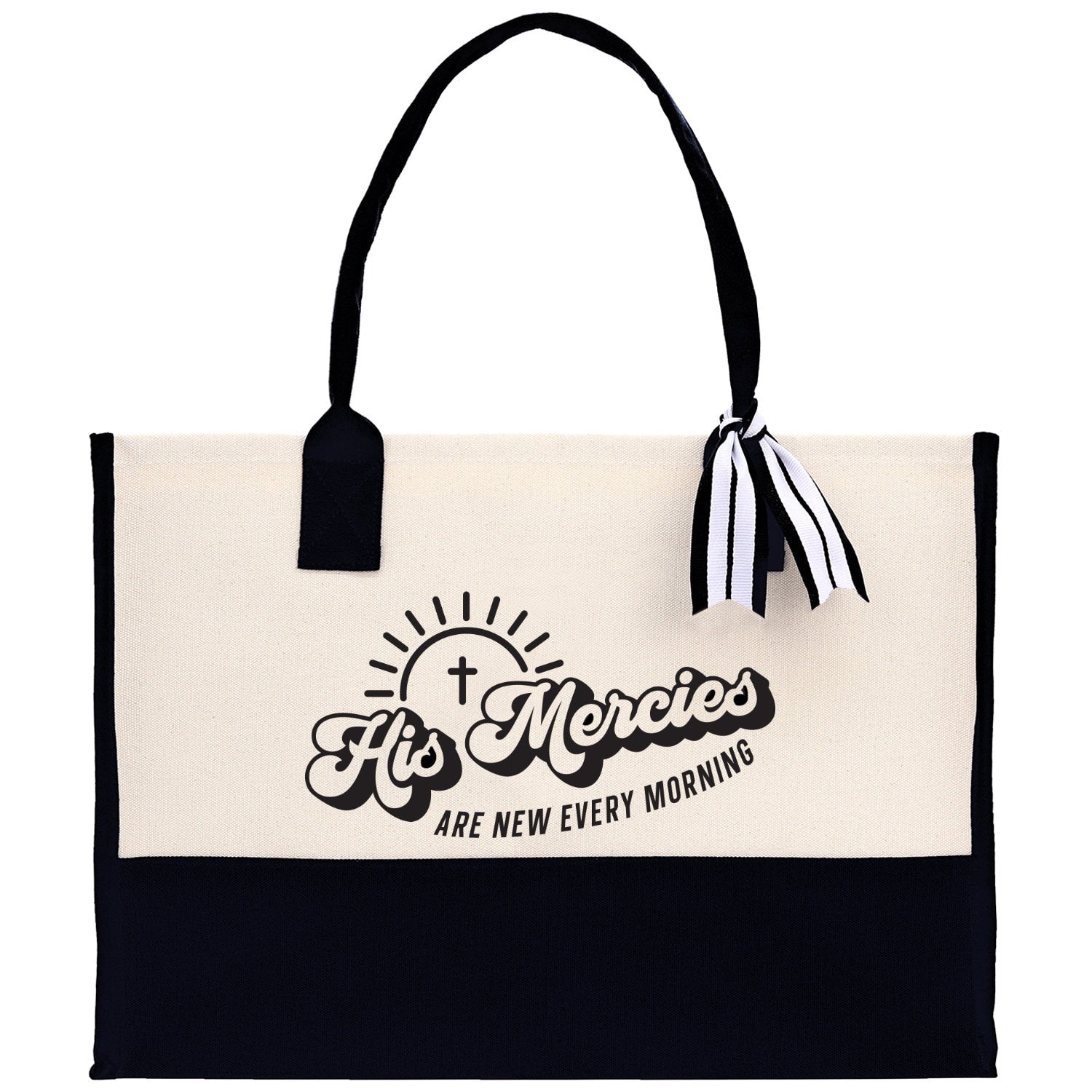 His Mercies Are New Every Morning Religious Tote Bag for Women Bible Verse Canvas Tote Bag Religious Gifts Bible Verse Gift Church Tote Bag