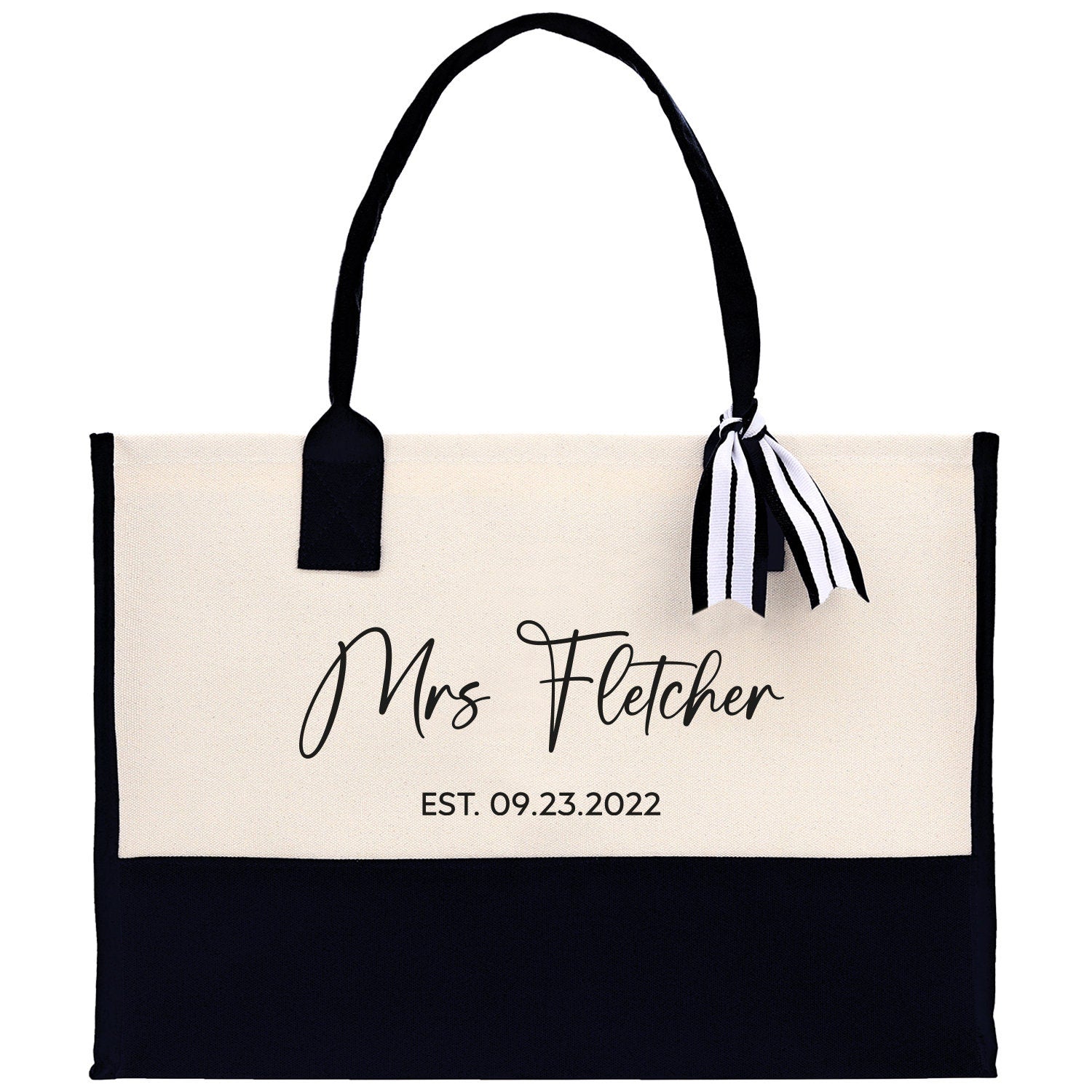 Mrs. Last Name Est Year Tote Bag Personalized Date Wedding Tote Bridal Shower Gift Honeymoon Gift Customized Wedding Gift Bridesmaid Gift