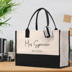 Mrs. Last Name Est Year Tote Bag Personalized Date Wedding Tote Bridal Shower Gift Honeymoon Gift Customized Wedding Gift Bridesmaid Gift