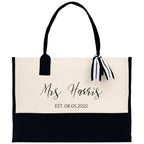 Mrs. Last Name Est Year Tote Bag Personalized Date Wedding Tote Bridal Shower Gift Honeymoon Gift Customized Wedding Gift Bridesmaid Gift