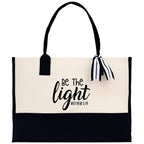 Be The Light Matthew 5:14 Religious Tote Bag for Women Bible Verse Canvas Tote Bag Religious Gifts Bible Verse Gift Church Tote Bag