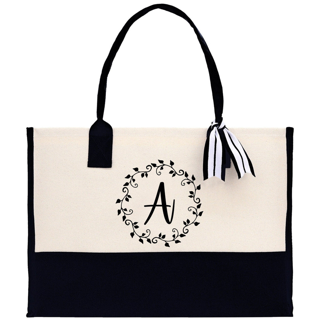Monogram Beach Canvas Tote Bag Initial Tote Bag Letter Tote Bag Birthday Gift Personalized Tote Bag Personalized Beach Bag Monogrammed Bag