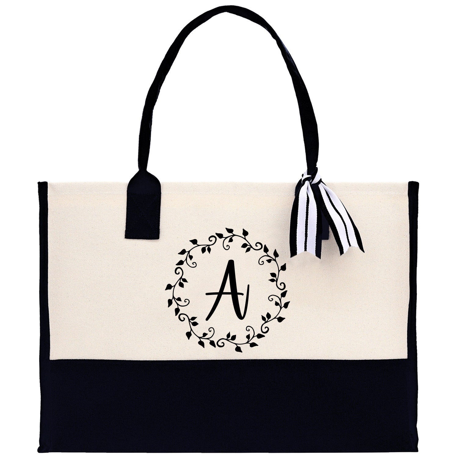 Monogram Beach Canvas Tote Bag Initial Tote Bag Letter Tote Bag Birthday Gift Personalized Tote Bag Personalized Beach Bag Monogrammed Bag