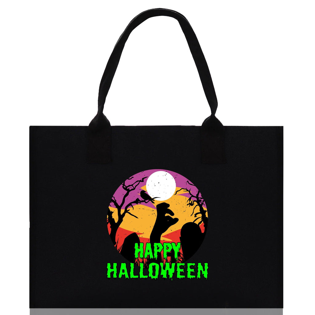 Halloween Trick or Treat Tote Bag Halloween Tote Bag for Kids Halloween Gift Halloween Candy Bag Halloween Doodles Cute Canvas Tote Bag