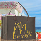The Mrs. Est. 2022 Large Print Tote Bag 100% Cotton Canvas Bridal Party Tote Bachelorette Bag Bridal Chic Tote Bags Wedding Totes
