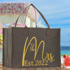 The Mrs. Est. 2022 Large Print Tote Bag 100% Cotton Canvas Bridal Party Tote Bachelorette Bag Bridal Chic Tote Bags Wedding Totes