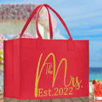 The Mrs. Est. 2022 Large Print Tote Bag 100% Cotton Canvas Bridal Party Tote Bachelorette Bag Bridal Chic Tote Bags Wedding Totes
