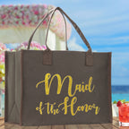 Maid of The Honor Large Print Tote Bag 100% Cotton Canvas Bridal Party Tote Bachelorette Bag Bridal Chic Tote Bags Wedding Totes