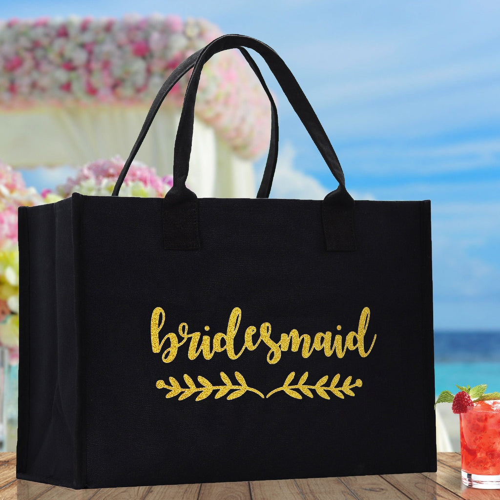 Bridesmaid Large Print Tote Bag 100% Cotton Canvas Bridal Party Tote Bachelorette Bag Bridal Chic Tote Bags Wedding Totes
