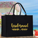 Bridesmaid Large Print Tote Bag 100% Cotton Canvas Bridal Party Tote Bachelorette Bag Bridal Chic Tote Bags Wedding Totes