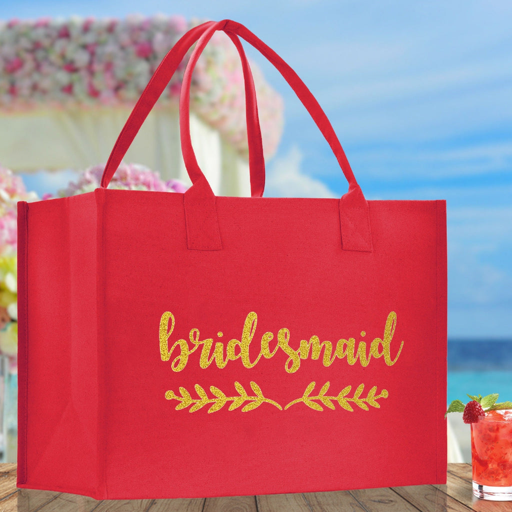 Bridesmaid Large Print Tote Bag 100% Cotton Canvas Bridal Party Tote Bachelorette Bag Bridal Chic Tote Bags Wedding Totes