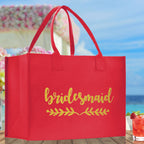 Bridesmaid Large Print Tote Bag 100% Cotton Canvas Bridal Party Tote Bachelorette Bag Bridal Chic Tote Bags Wedding Totes