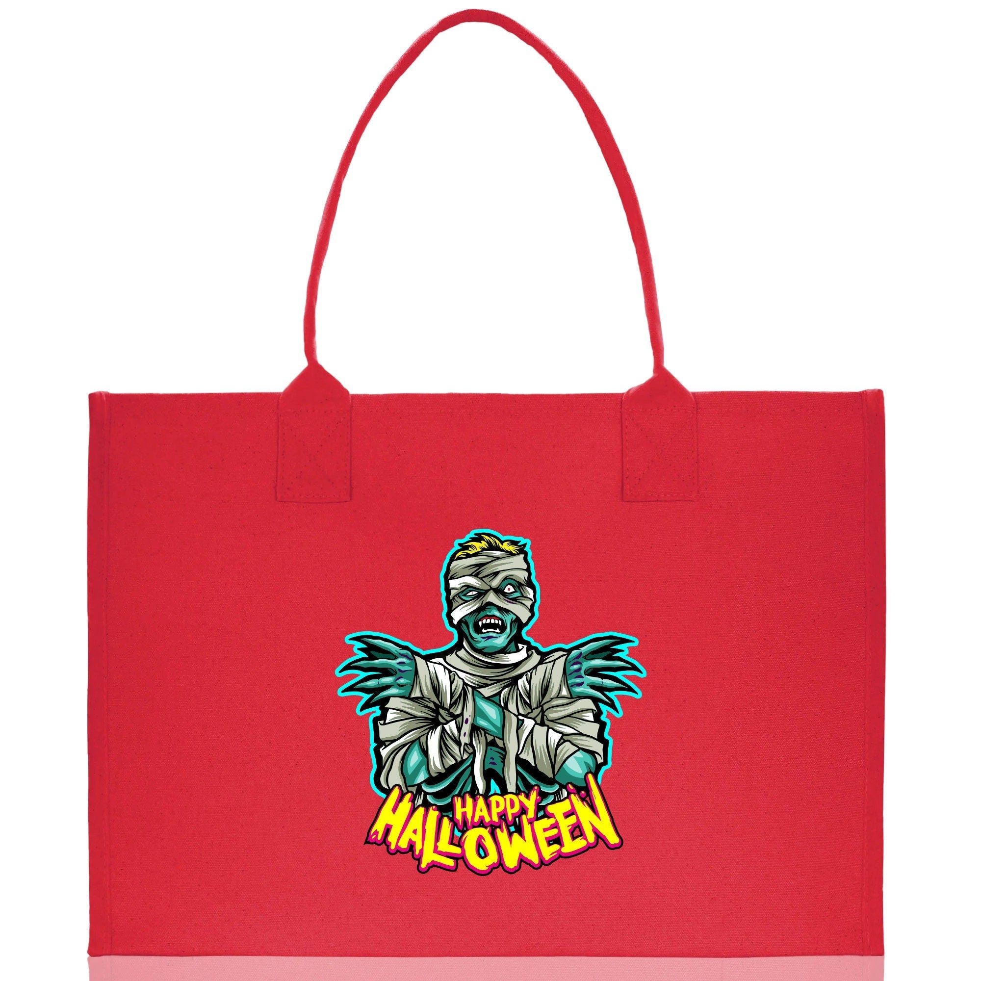 Halloween Trick or Treat Tote Bag Halloween Tote Bag for Kids Halloween Gift Halloween Candy Bag Halloween Doodles Cute Canvas Tote Bag