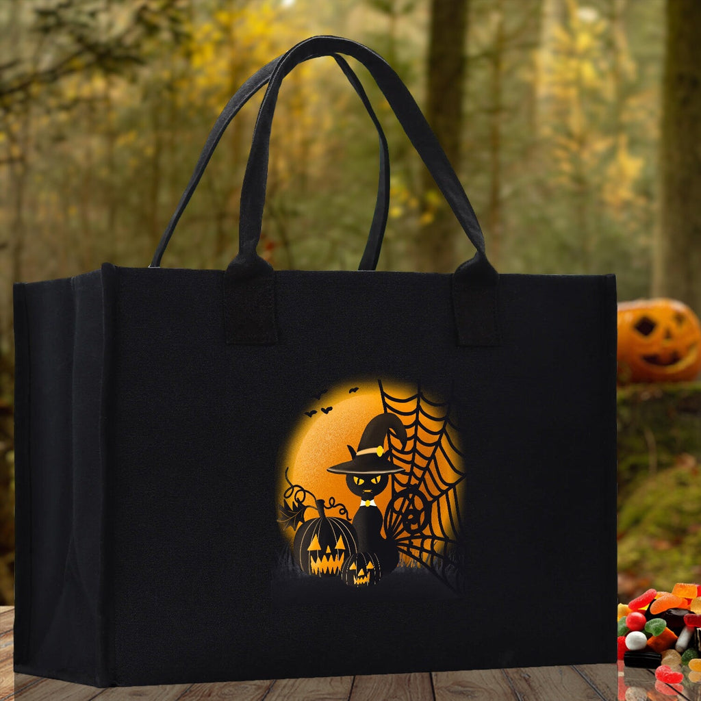 Halloween Trick or Treat Tote Bag Halloween Tote Bag for Kids Halloween Gift Halloween Candy Bag Halloween Doodles Cute Canvas Tote Bag