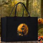 Halloween Trick or Treat Tote Bag Halloween Tote Bag for Kids Halloween Gift Halloween Candy Bag Halloween Doodles Cute Canvas Tote Bag
