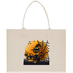Halloween Trick or Treat Tote Bag Halloween Tote Bag for Kids Halloween Gift Halloween Candy Bag Halloween Doodles Cute Canvas Tote Bag
