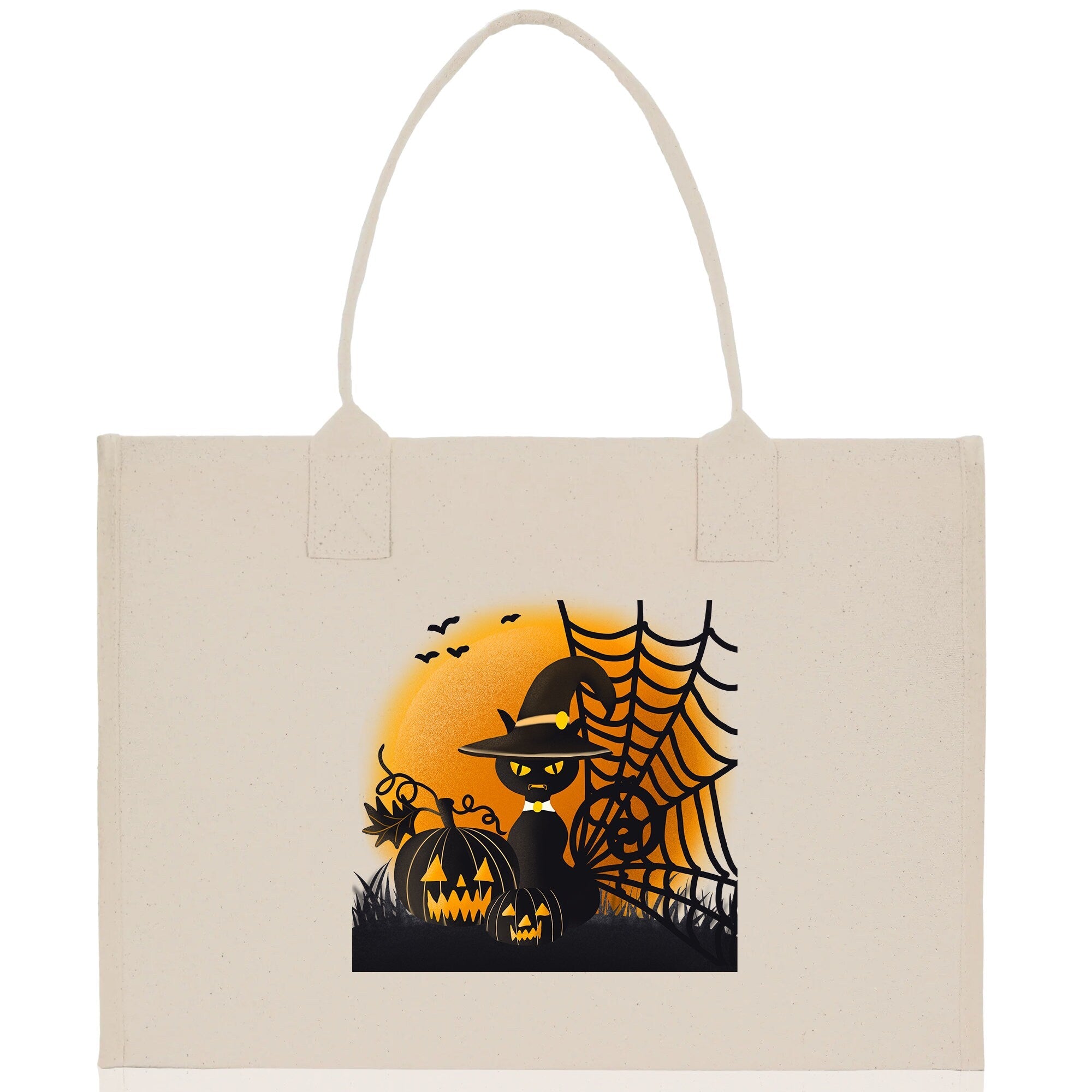 Halloween Trick or Treat Tote Bag Halloween Tote Bag for Kids Halloween Gift Halloween Candy Bag Halloween Doodles Cute Canvas Tote Bag