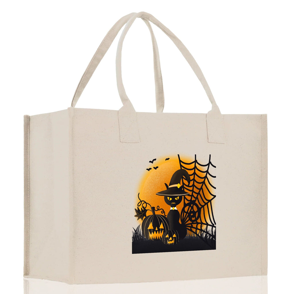 Halloween Trick or Treat Tote Bag Halloween Tote Bag for Kids Halloween Gift Halloween Candy Bag Halloween Doodles Cute Canvas Tote Bag