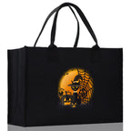 Halloween Trick or Treat Tote Bag Halloween Tote Bag for Kids Halloween Gift Halloween Candy Bag Halloween Doodles Cute Canvas Tote Bag