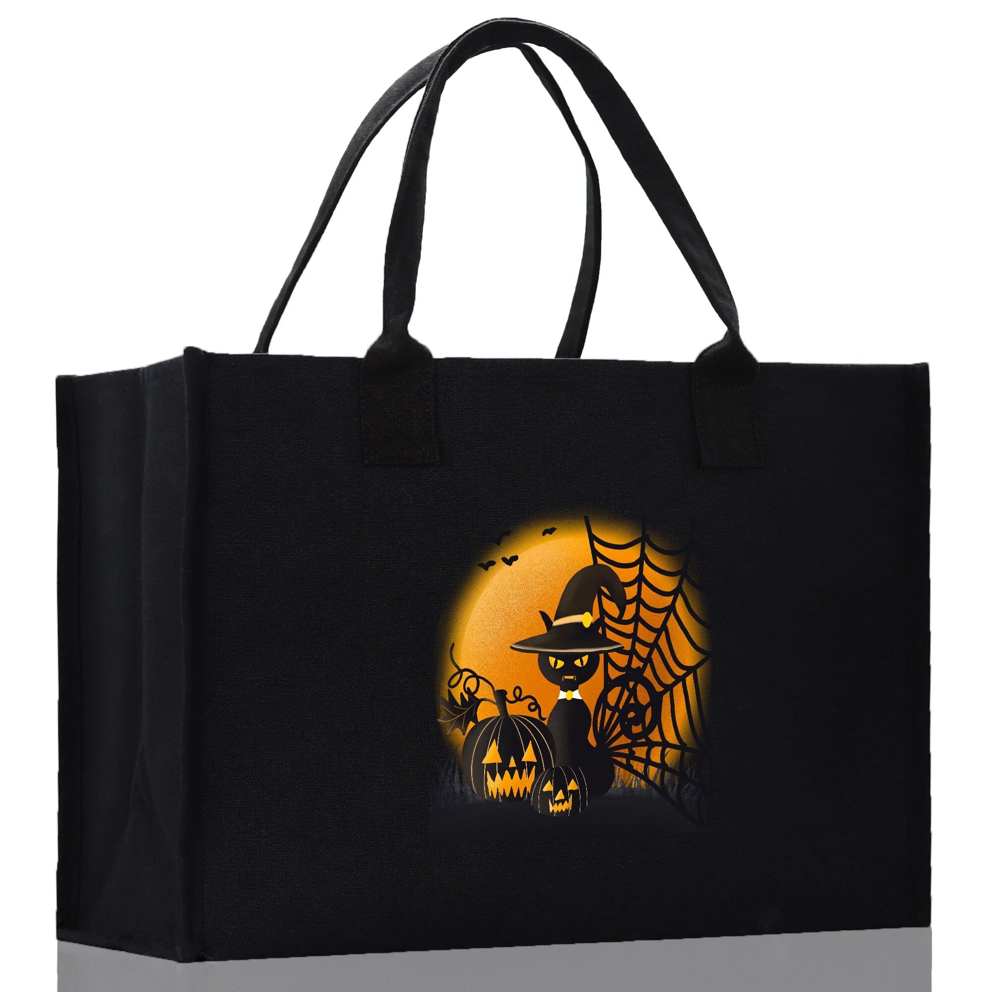 Halloween Trick or Treat Tote Bag Halloween Tote Bag for Kids Halloween Gift Halloween Candy Bag Halloween Doodles Cute Canvas Tote Bag