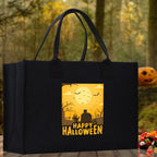 Halloween Trick or Treat Tote Bag Halloween Tote Bag for Kids Halloween Gift Halloween Candy Bag Halloween Doodles Cute Canvas Tote Bag