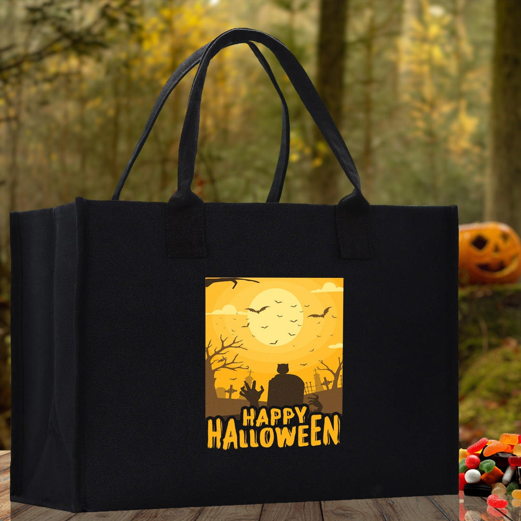 Halloween Trick or Treat Tote Bag Halloween Tote Bag for Kids Halloween Gift Halloween Candy Bag Halloween Doodles Cute Canvas Tote Bag