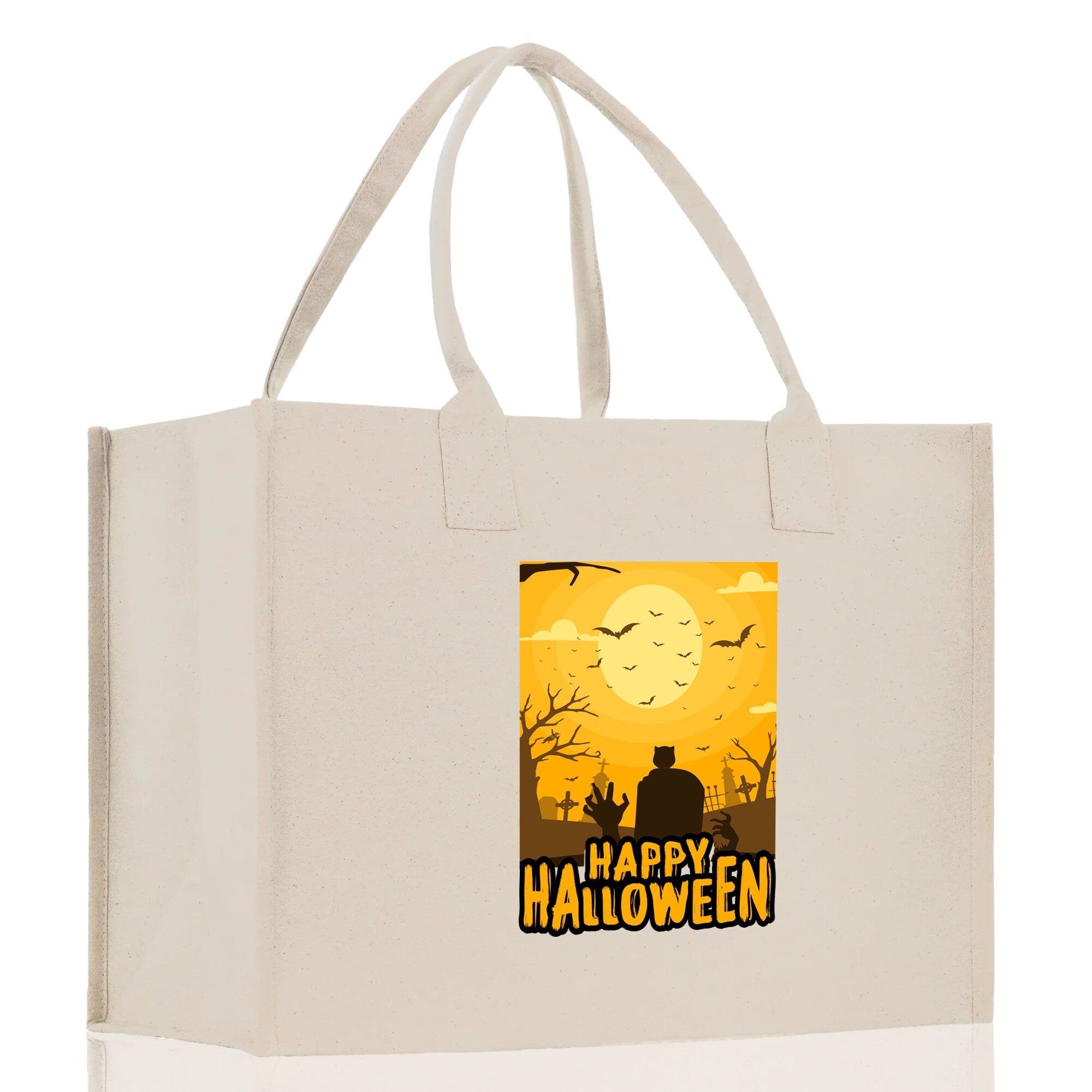 Halloween Trick or Treat Tote Bag Halloween Tote Bag for Kids Halloween Gift Halloween Candy Bag Halloween Doodles Cute Canvas Tote Bag