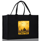 Halloween Trick or Treat Tote Bag Halloween Tote Bag for Kids Halloween Gift Halloween Candy Bag Halloween Doodles Cute Canvas Tote Bag