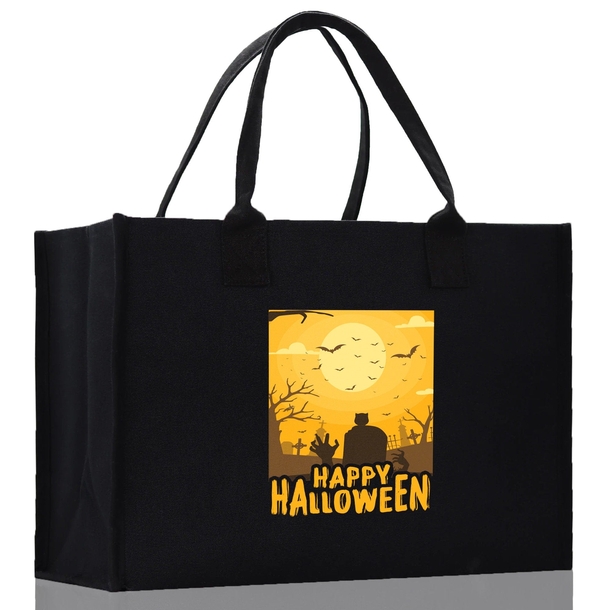 Halloween Trick or Treat Tote Bag Halloween Tote Bag for Kids Halloween Gift Halloween Candy Bag Halloween Doodles Cute Canvas Tote Bag