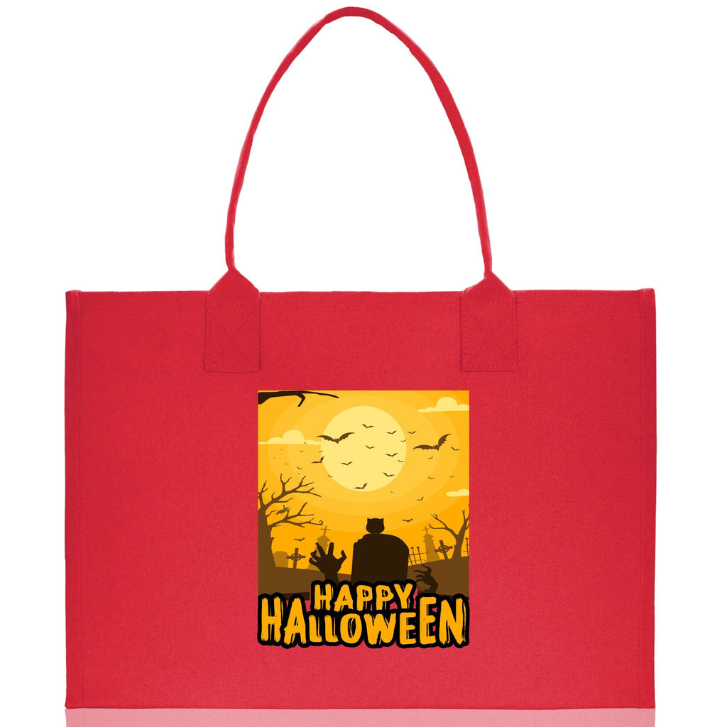 Halloween Trick or Treat Tote Bag Halloween Tote Bag for Kids Halloween Gift Halloween Candy Bag Halloween Doodles Cute Canvas Tote Bag