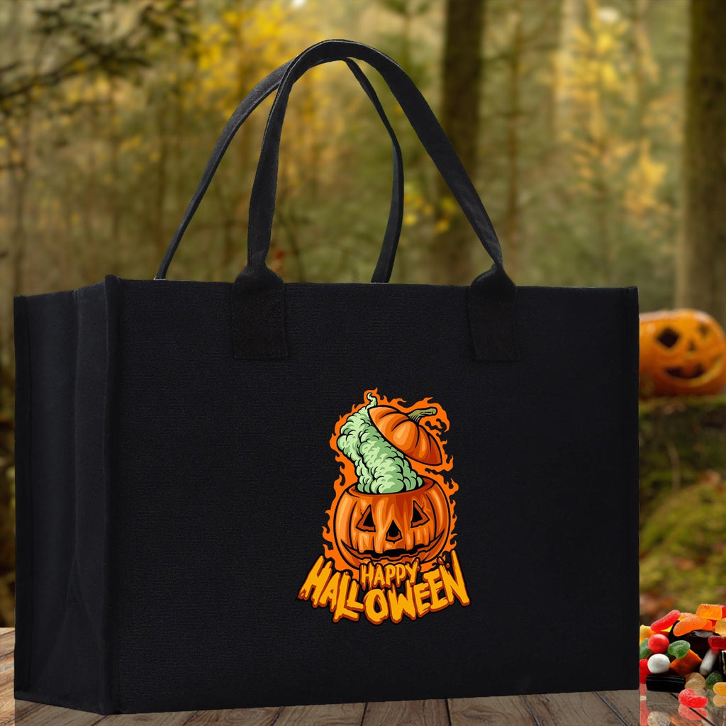 Halloween Trick or Treat Tote Bag Halloween Tote Bag for Kids Halloween Gift Halloween Candy Bag Halloween Doodles Cute Canvas Tote Bag