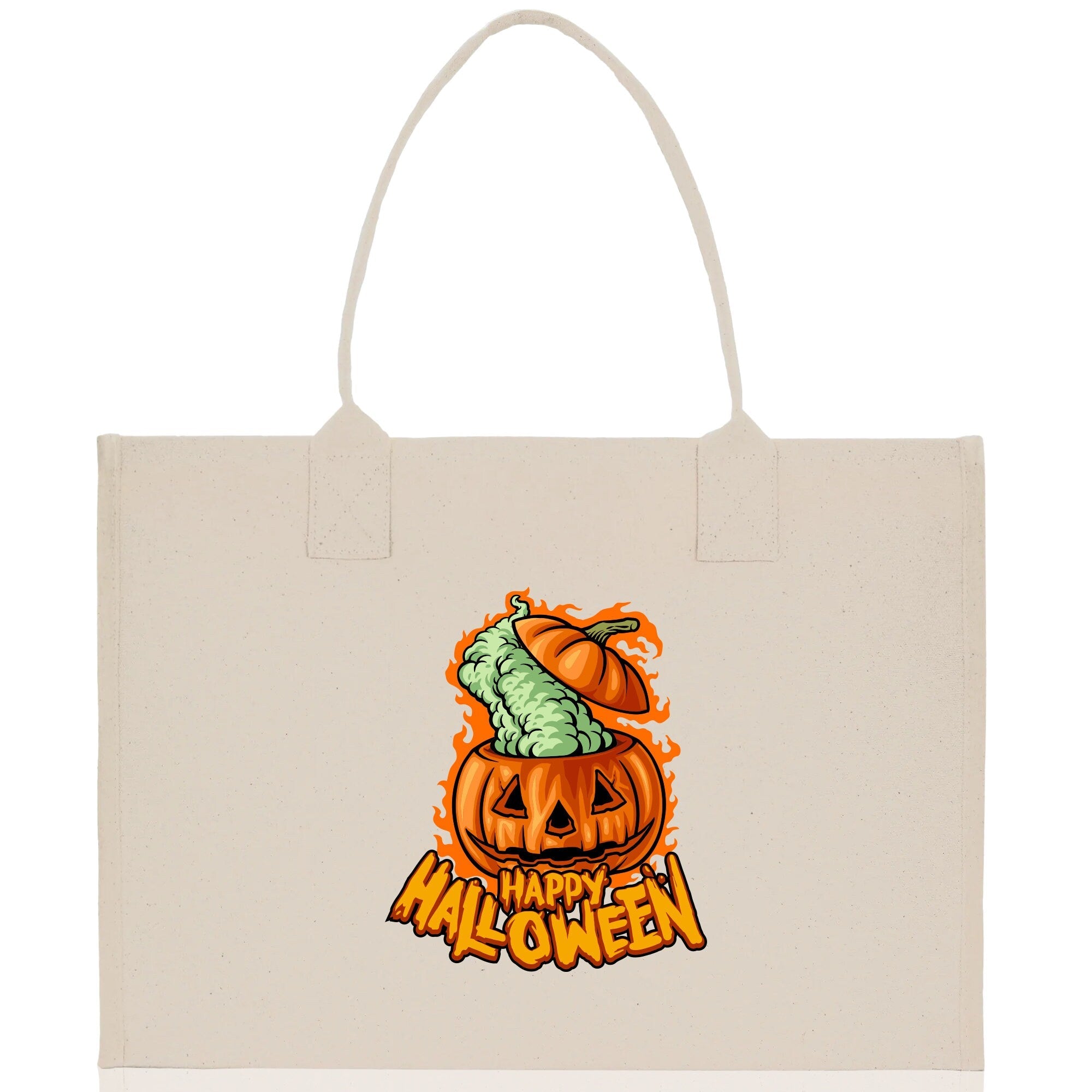 Halloween Trick or Treat Tote Bag Halloween Tote Bag for Kids Halloween Gift Halloween Candy Bag Halloween Doodles Cute Canvas Tote Bag