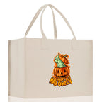 Halloween Trick or Treat Tote Bag Halloween Tote Bag for Kids Halloween Gift Halloween Candy Bag Halloween Doodles Cute Canvas Tote Bag