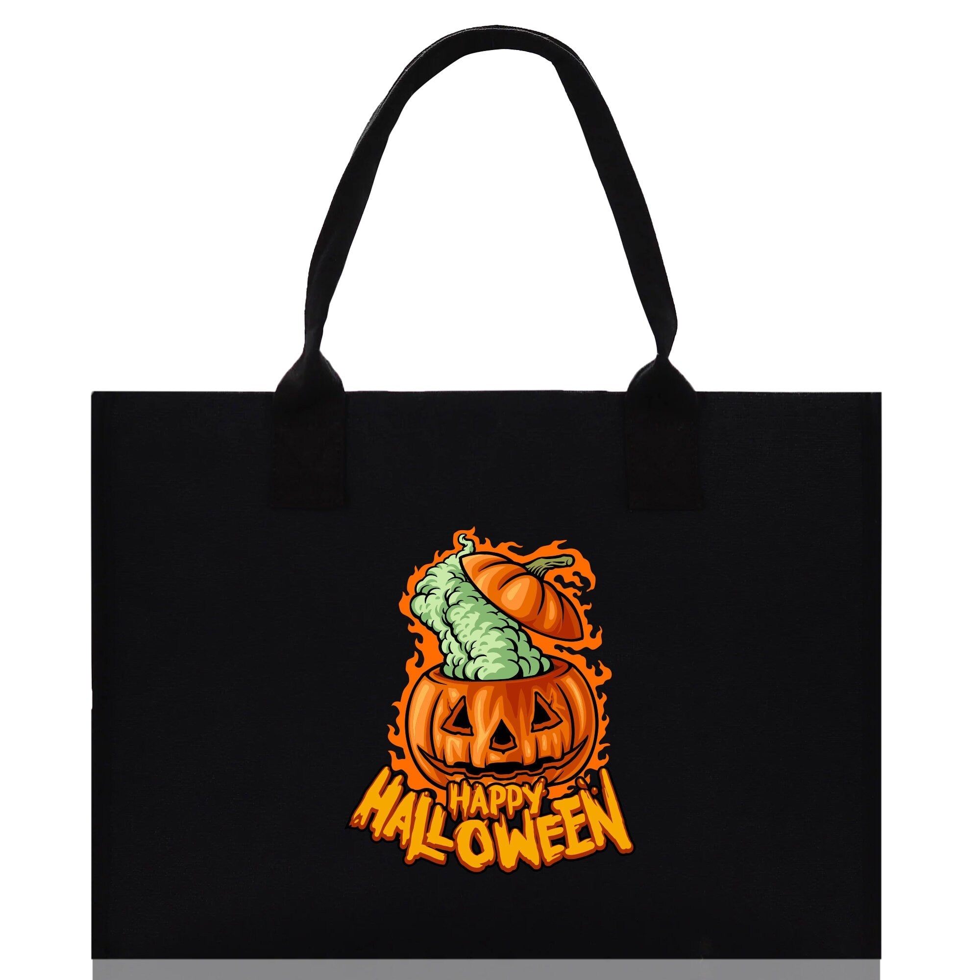 Halloween Trick or Treat Tote Bag Halloween Tote Bag for Kids Halloween Gift Halloween Candy Bag Halloween Doodles Cute Canvas Tote Bag