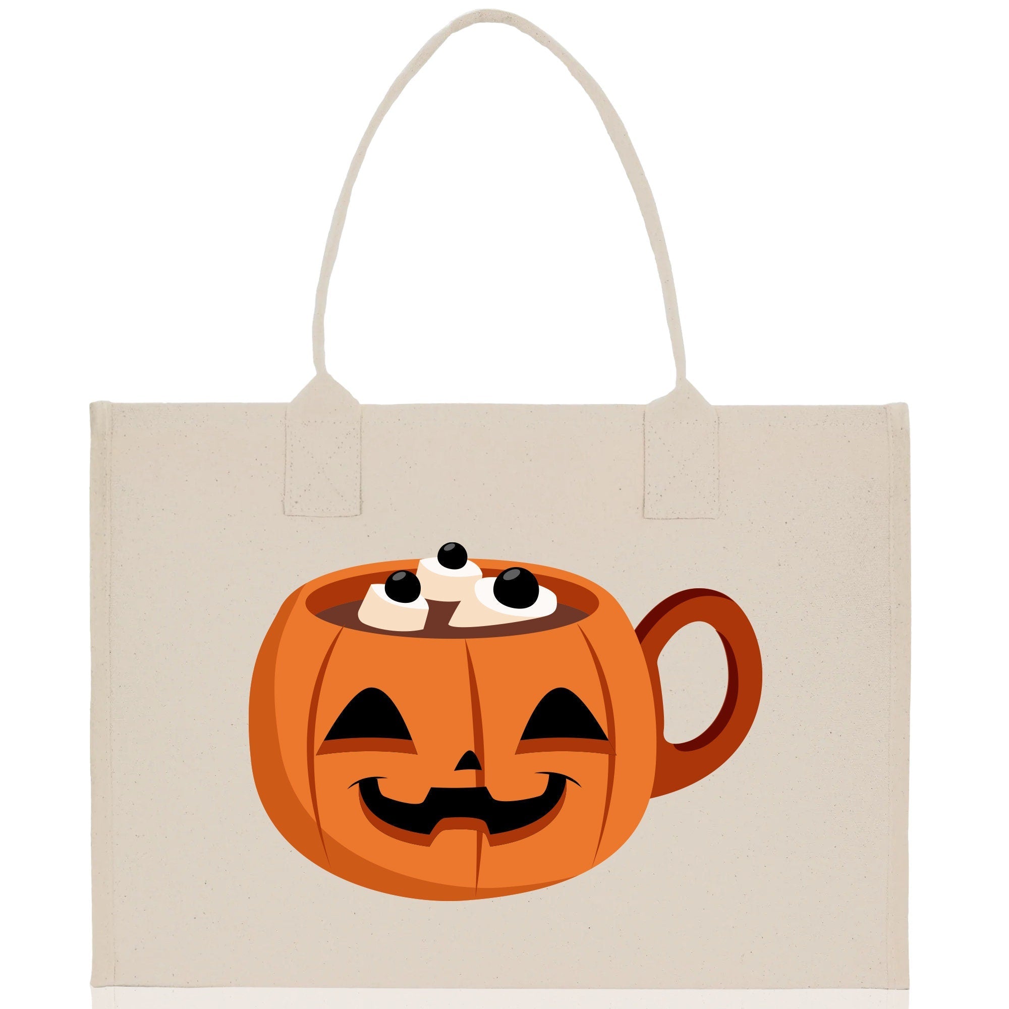 Halloween Trick or Treat Tote Bag Halloween Tote Bag for Kids Halloween Gift Halloween Candy Bag Halloween Doodles Cute Canvas Tote Bag