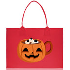 Halloween Trick or Treat Tote Bag Halloween Tote Bag for Kids Halloween Gift Halloween Candy Bag Halloween Doodles Cute Canvas Tote Bag