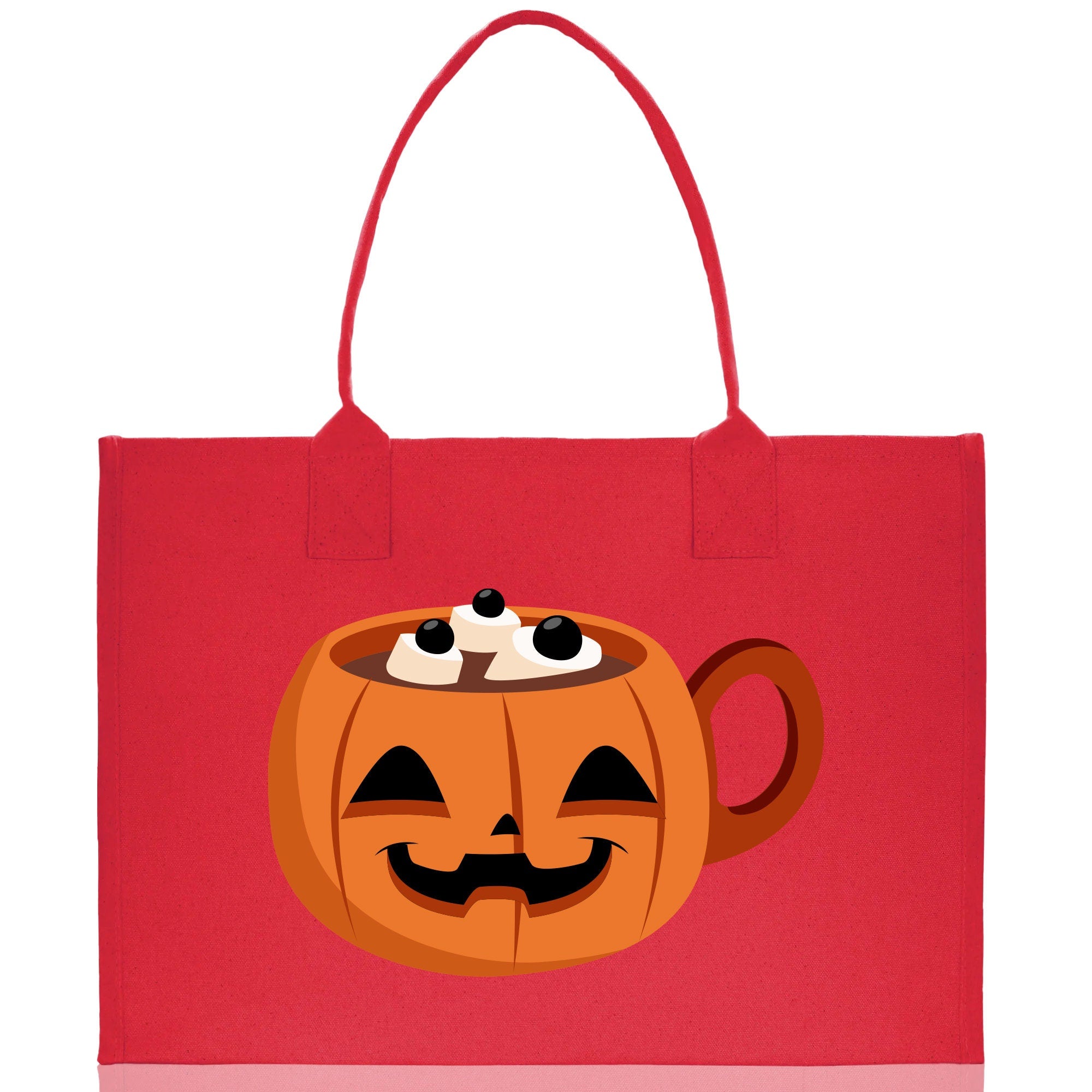 Halloween Trick or Treat Tote Bag Halloween Tote Bag for Kids Halloween Gift Halloween Candy Bag Halloween Doodles Cute Canvas Tote Bag