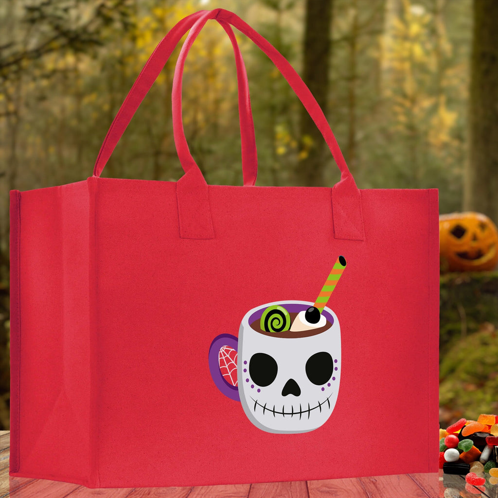 Halloween Trick or Treat Tote Bag Halloween Tote Bag for Kids Halloween Gift Halloween Candy Bag Halloween Doodles Cute Canvas Tote Bag