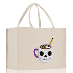 Halloween Trick or Treat Tote Bag Halloween Tote Bag for Kids Halloween Gift Halloween Candy Bag Halloween Doodles Cute Canvas Tote Bag