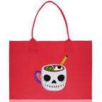 Halloween Trick or Treat Tote Bag Halloween Tote Bag for Kids Halloween Gift Halloween Candy Bag Halloween Doodles Cute Canvas Tote Bag