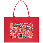 Halloween Trick or Treat Tote Bag Halloween Tote Bag for Kids Halloween Gift Halloween Candy Bag Halloween Doodles Cute Canvas Tote Bag