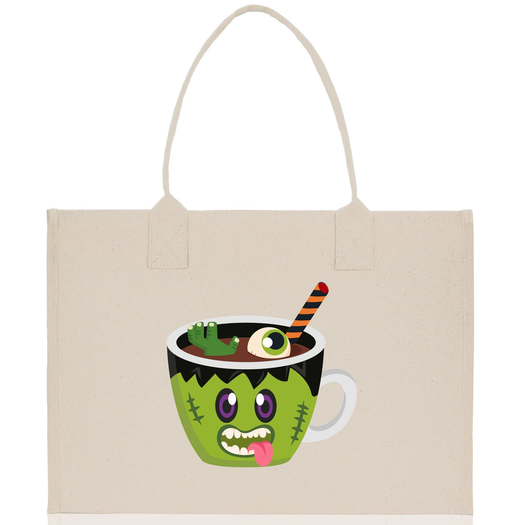 Halloween Trick or Treat Tote Bag Halloween Tote Bag for Kids Halloween Gift Halloween Candy Bag Halloween Doodles Cute Canvas Tote Bag