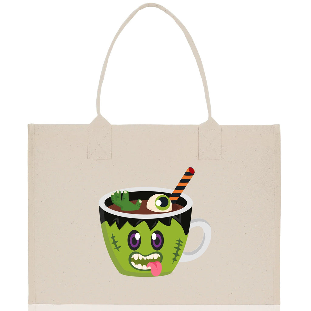 Halloween Trick or Treat Tote Bag Halloween Tote Bag for Kids Halloween Gift Halloween Candy Bag Halloween Doodles Cute Canvas Tote Bag