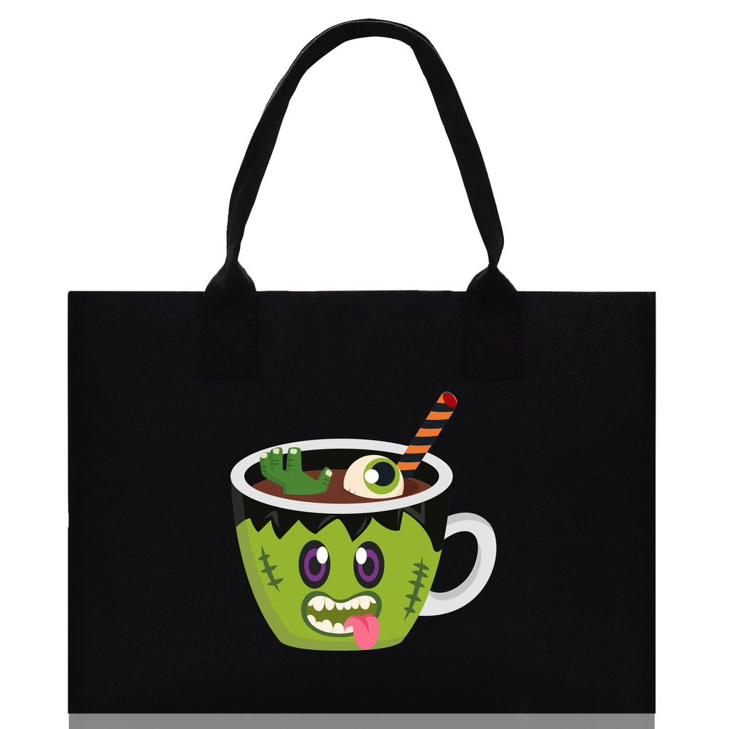 Halloween Trick or Treat Tote Bag Halloween Tote Bag for Kids Halloween Gift Halloween Candy Bag Halloween Doodles Cute Canvas Tote Bag