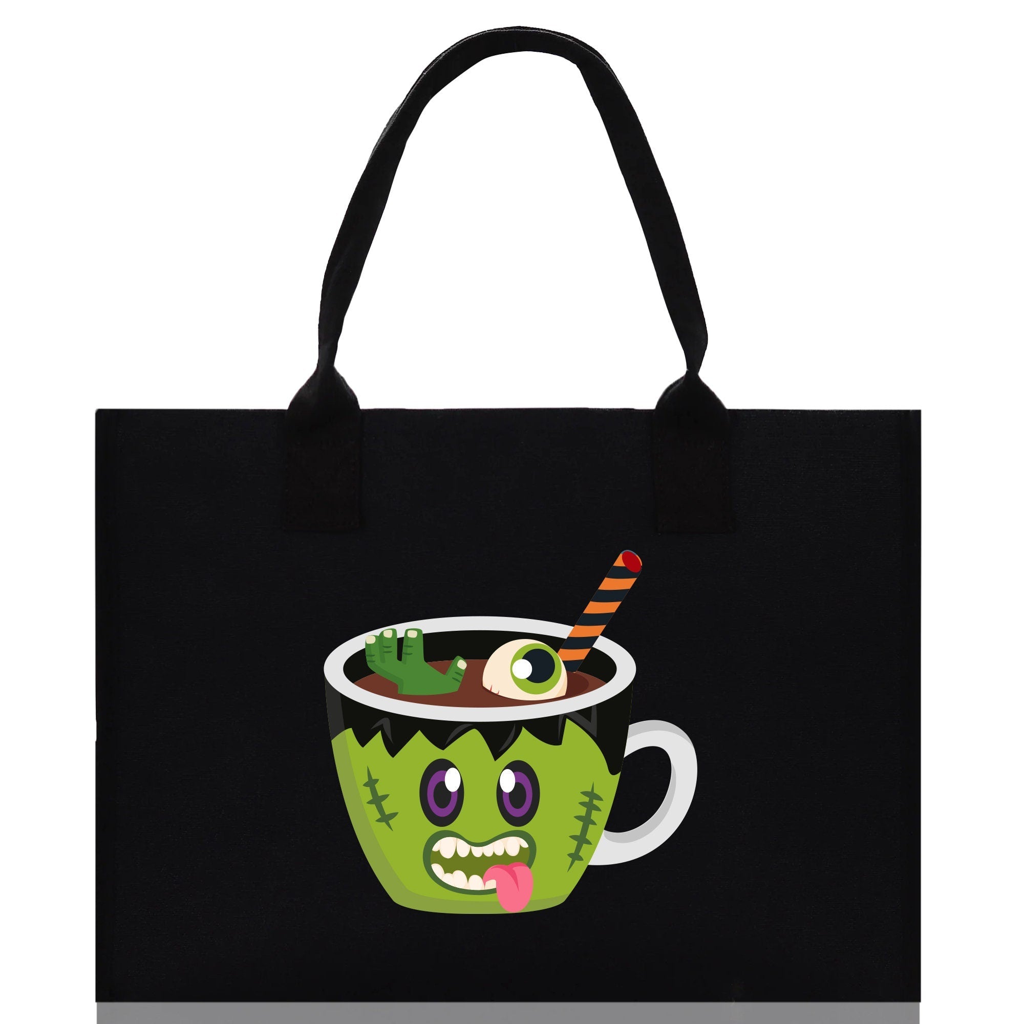 Halloween Trick or Treat Tote Bag Halloween Tote Bag for Kids Halloween Gift Halloween Candy Bag Halloween Doodles Cute Canvas Tote Bag