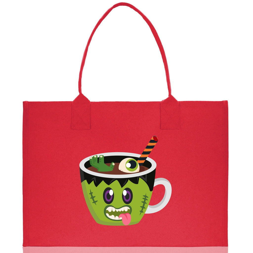 Halloween Trick or Treat Tote Bag Halloween Tote Bag for Kids Halloween Gift Halloween Candy Bag Halloween Doodles Cute Canvas Tote Bag